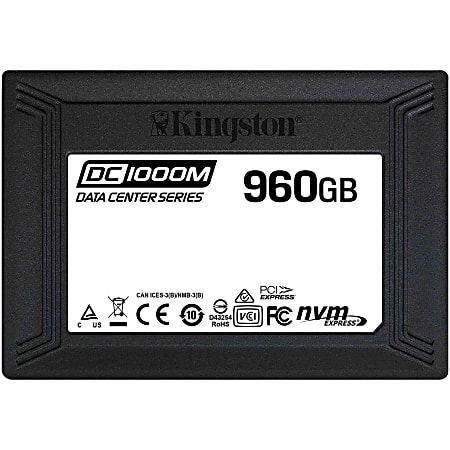 Kingston DC1000M 960 GB Solid State Drive - 2.5" Internal - U.2 (SFF-8639) NVMe (PCI Express NVMe 3.0 x4) - Mixed Use - Storage System, Server Device Supported - 1 DWPD - 3100 MB/s Maximum Read Transfer Rate - 5 Year Warranty