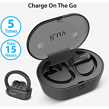iLuv FitActive Jet 5 Earset Stereo Wireless Bluetooth 33 ft Earbud Over the ear Binaural In ear Office Depot