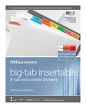 Office Depot Brand Insertable Extra Wide Dividers With Big Tabs