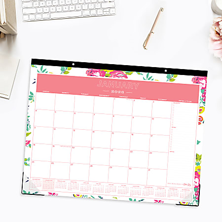 DuraGlobe Academic Desk Pad Calendar, 22 X 17, White/Blue/Gray Sheets