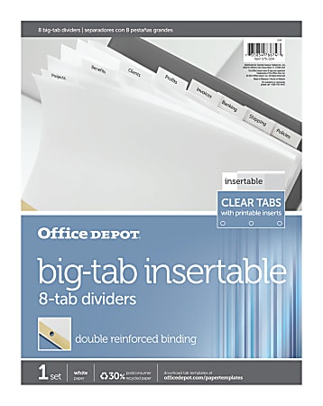 Office Depot Brand Insertable Dividers With Big Tabs White Clear Tabs ...