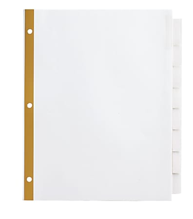 Office Depot® Brand Insertable Dividers With Big Tabs, White, Clear Tabs, Set Of 8