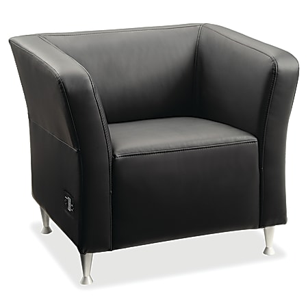 Lorell® Fuze Modular Bonded Leather Lounge Chair, Black
