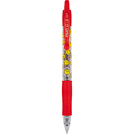 Pilot G2 | SmileyWorld Gel Pen, Fine Point, 0.7mm, Red Ink, Single Pen