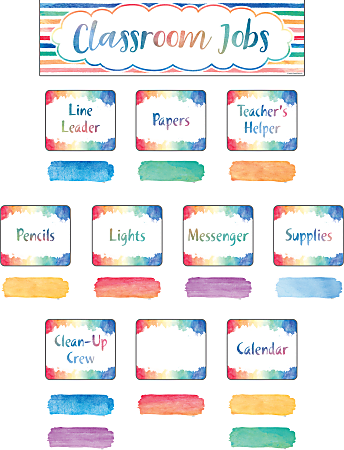 Teacher Created Resources Mini Bulletin Board Set, Watercolor Classroom Jobs