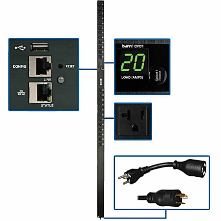 Tripp Lite 1.9kW Single-Phase Switched PDU with LX Platform Interface, 120V Outlets (24 5-15/20R), 10 ft. Cord w/L - PDUMV20NETLX