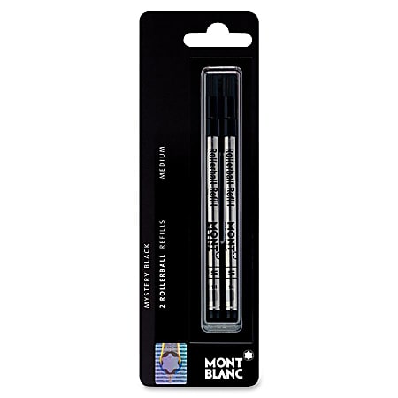 M Mystery Black TWO pack Mont Blanc Refill Roller Ball MB105158 2 
