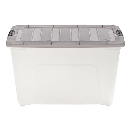 Iris&reg; Stack &amp; Pull&trade; Storage Box, 13.4 Gallon, Clear/Gray