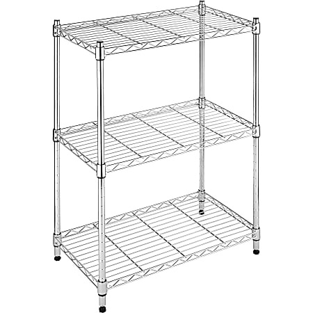 Whitmor Storage Rack, 3 Tier(s), 29.9"H x 23.2"W x 13.1"L, Floor, Heavy Duty, Adjustable Leveler, Durable, Steel