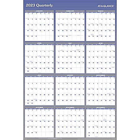 AT-A-GLANCE 2023 RY Vertical Horizontal Reversible Erasable Yearly Wall Calendar, Blue, Extra Large, 48" x 32"