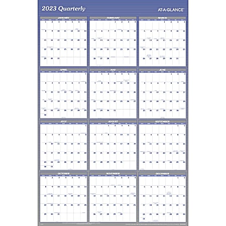 AT A GLANCE 2023 RY Vertical Horizontal Reversible Erasable Yearly Wall  Calendar Blue Extra Large 48 x 32 - Office Depot