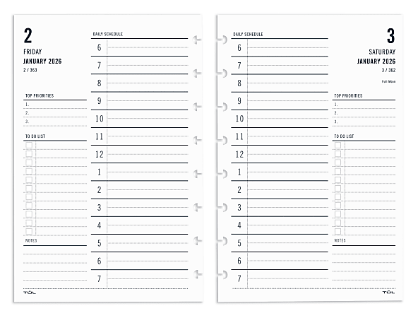 2026 TUL® Discbound Daily Planner Refill Pages, Junior Size, January To December