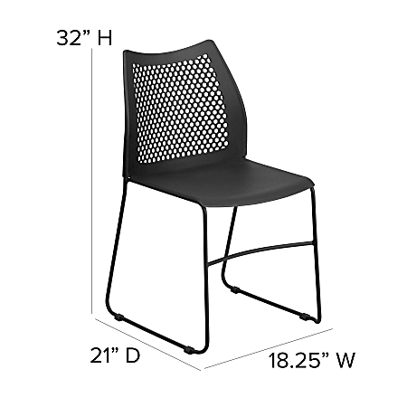 Flash Furniture HERCULES Series Sled Base Stack Chair With Air Vent Back Black Office Depot