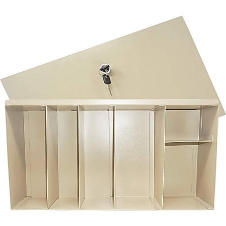 Nadex Coins Steel Rolled Coin Storage Cabinet with Keyed Locking Cover - Steel - Silver - 9.5" Height x 18" Width