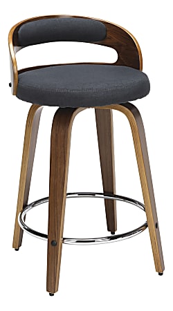 OFM 161 Collection Mid-Century Modern Low-Back Stool, Navy/Walnut