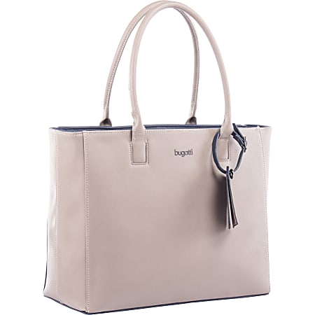 bugatti Carrying Case (Tote) for 15.6" Notebook - Beige - Synthetic Saffiano Leather - 11" Height x 6" Width x 16" Depth - 1 Pack