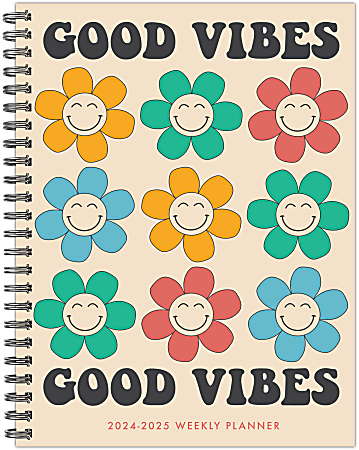 2024-2025 Willow Creek Press Weekly/Monthly Planner, 6-1/2" x 8-1/2", Good Vibes, July To June, 46241