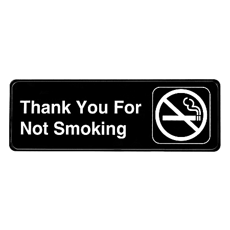 Alpine Thank you for Not Smoking Signs, 3" x 9", Black/White, Pack Of 15 Signs