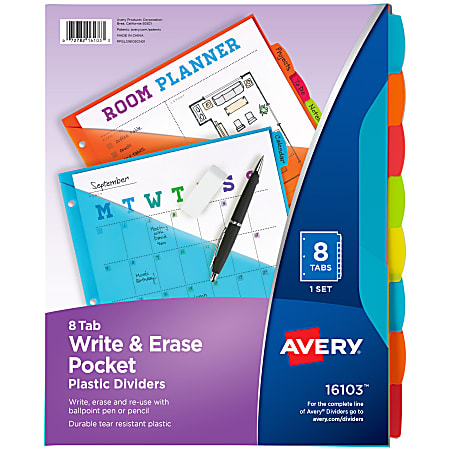 Avery® Write & Erase Durable Plastic Dividers With