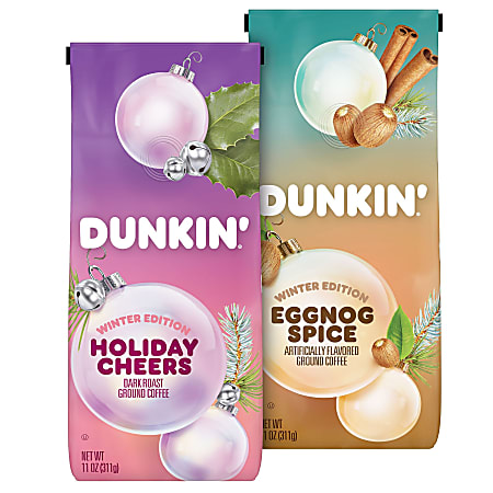 Dunkin’ Donuts Holiday Coffee Variety Bundle, 11 Oz, Box Of 2 Bags