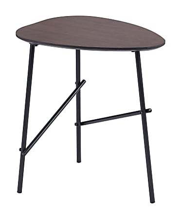 Zuo Modern Ireland MDF And Steel Triangle End Table, 21-5/16”H x 20-15/16”W x 15-7/16”D, Dark Brown/Black