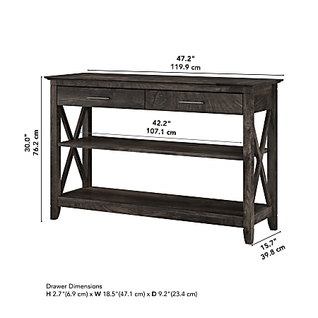 Bush Furniture Key West Console Table With Drawers And Shelves Dark Gray Hickory Standard ...