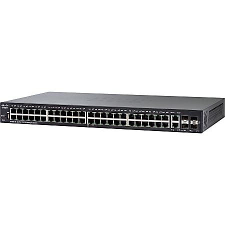 Cisco SF350-48 48-Port 10 100 Managed Switch - 48 Ports - Manageable - Gigabit Ethernet, Fast Ethernet - 10/100Base-TX, 1000Base-X, 10/100/1000Base-TX - 3 Layer Supported - Modular - 2 SFP Slots - Desktop