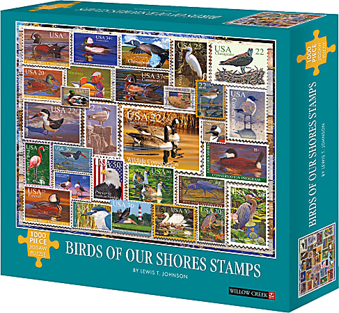 Willow Creek Press 1,000-Piece Puzzle, Birds of Our Shores Stamps