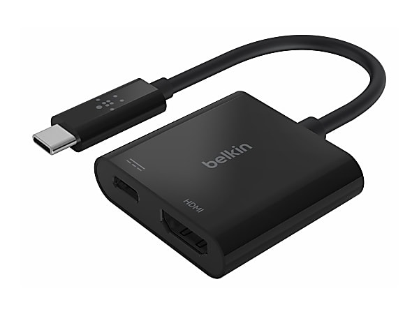 Belkin USB-C to HDMI + Charge Adapter - Adapter - 24 pin USB-C male to HDMI, USB-C (power only) female - black - 4K support, USB Power Delivery (60W)