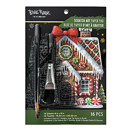 Brea Reese Scratch Art Pad, Chillin at Christmas, 6" x 8", Total Qty 1