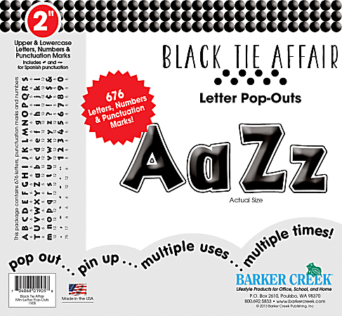 Barker Creek® Letter Pop-Outs, 2", Black Tie, Set Of 676