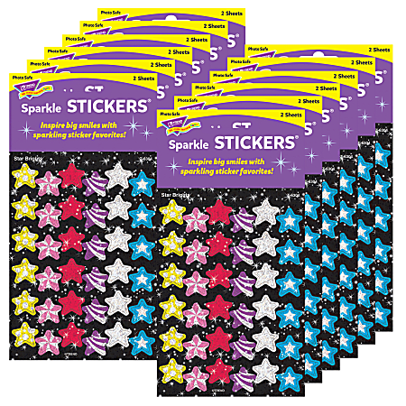 Trend Sparkle Stickers, Star Brights, 72 Stickers Per Pack, Set Of 12 Packs