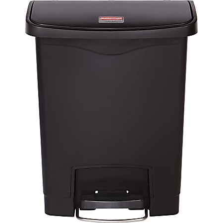 Rubbermaid® Commercial Slim Jim Rectangular Plastic Step-On Trash Container, 8 Gallons, Black