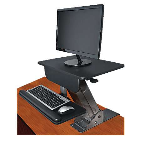 Kantek Desk-Mounted Sit-To-Stand Workstation, 21 1/2"H x 23 1/2"W x 23 1/2"D, Black