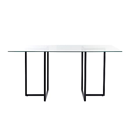 Eurostyle Legend Rectangle Dining Table, 30”H x 48”W x 29”D, Matte Black/Clear