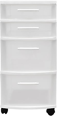 Inval Rolling Storage Cart, 4 Drawers, 25-1/2" x 12-1/2", White