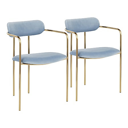 LumiSource Demi Chairs, Light Blue/Gold, Set Of 2 Chairs