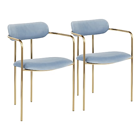 LumiSource Demi Chairs, Light Blue/Gold, Set Of 2