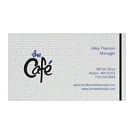 2-Color Textured-Print Business Cards, Traditional, 80 Lb. Gray Laid, 4/0, 3 1/2" x 2", Box Of 250