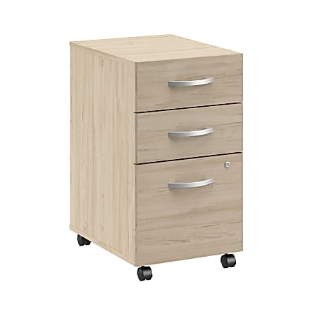 Bush Business Furniture Arrive 16"W 3 Drawer Mobile File Cabinet - Assembled, Natural Elm, Standard Delivery