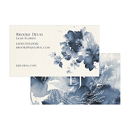 Custom Full-Color Raised Print Off-White Linen Business Cards,