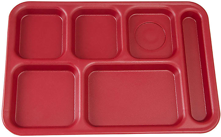 Cambro Camwear 6 Compartment Serving Trays 10 x 14 12 Cranberry Pack Of 24  Trays - Office Depot