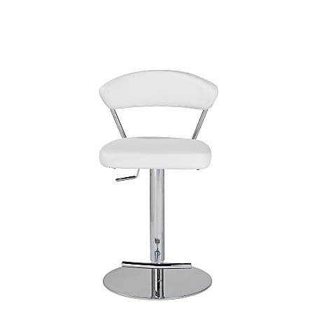 Eurostyle Draco Adjustable Counter Stool, Chrome/White