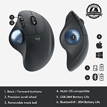 Logitech ERGO M575 Wireless Trackball Mouse Black - Office Depot