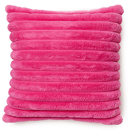 Dormify Jamie Plush Polyester Ribbed Square Pillow, 18″ x 18″, Hot Pink