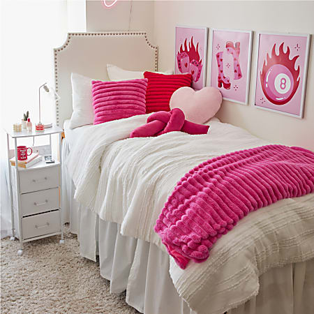 Dormify Jamie Plush Polyester Ribbed Square Pillow 18 x 18 Hot