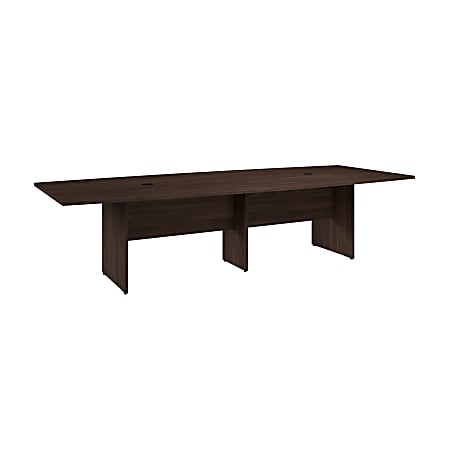 Bush Business Furniture 120"W x 48"D Boat Shaped Conference Table With Wood Base, Black Walnut, Standard Delivery