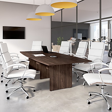 Bush Business Furniture 120-inch Office Conference Table with Wood Base, Black Walnut, Standard Delivery