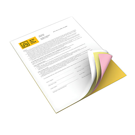 Xerox® Revolution™ Premium Digital Carbonless Paper, 1250 Sets Total, 4-Part Straight, Letter Size (8 1/2" x 11")/Canary/Pink/Goldenrod, 125 Sets Per Ream, Case Of 10 Reams