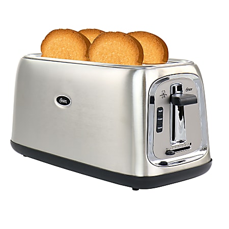 Oster 4-Slice Extra-Wide-Slot Stainless-Steel Toaster, Silver